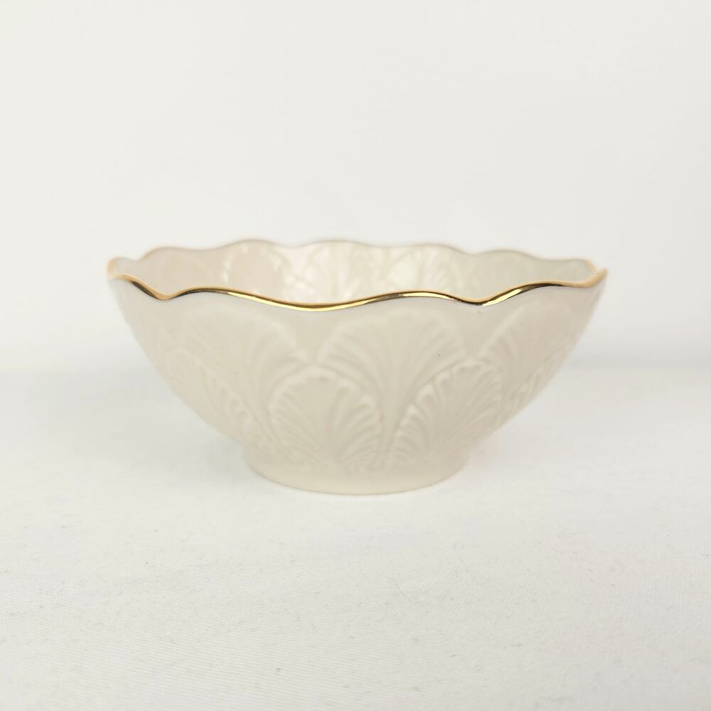 Lenox Greenfield Gold Trim Leaf Ring Candy Bowl